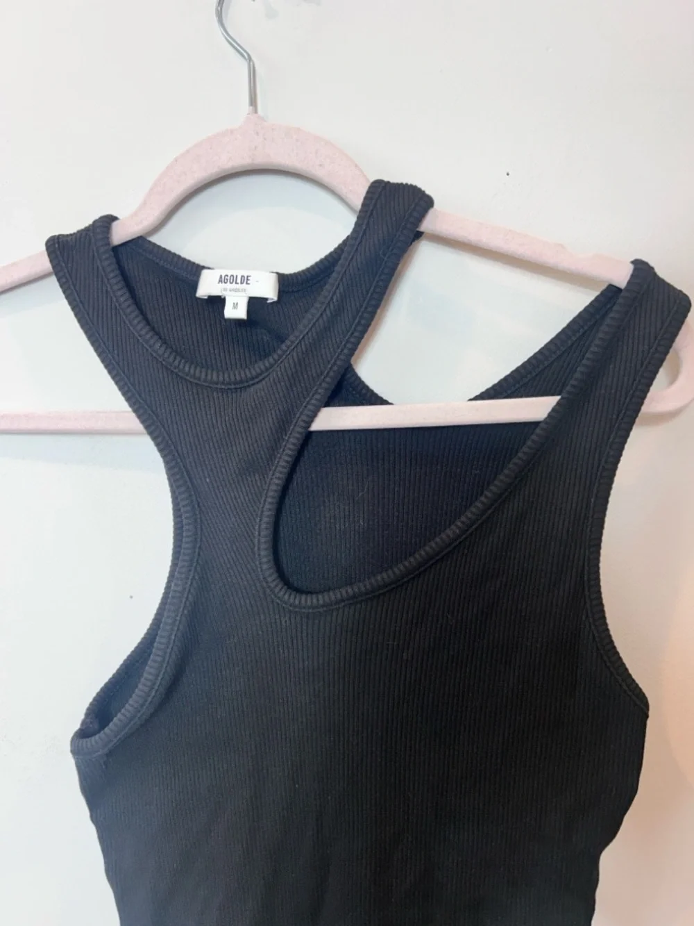 AGOLDE Black Asymmetric Cutout Ribbed Tank - Picture 4 of 6